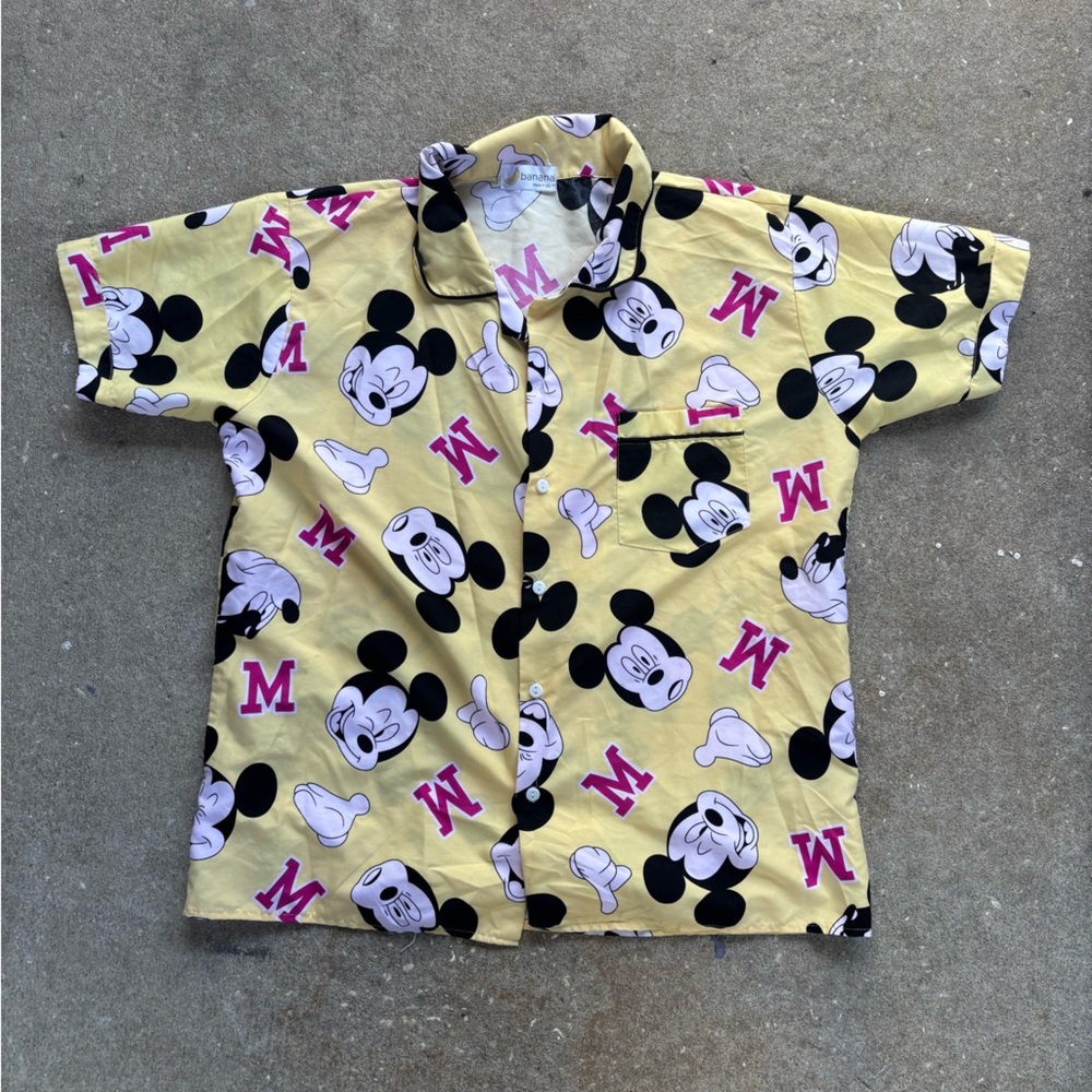 Yellow Mickey Mouse Pajama Top - Fun Cartoon Sleepwear